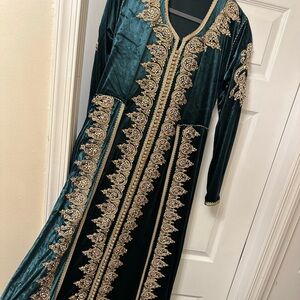 Beautiful green velvet kaftan